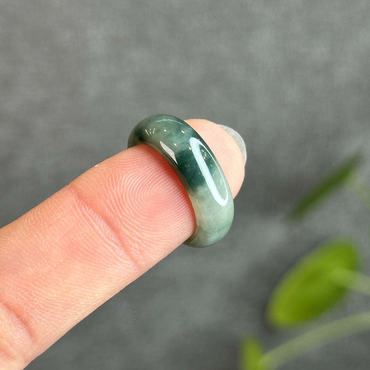 Floral Green Natural Jadeite Jade Ring Size 1.62