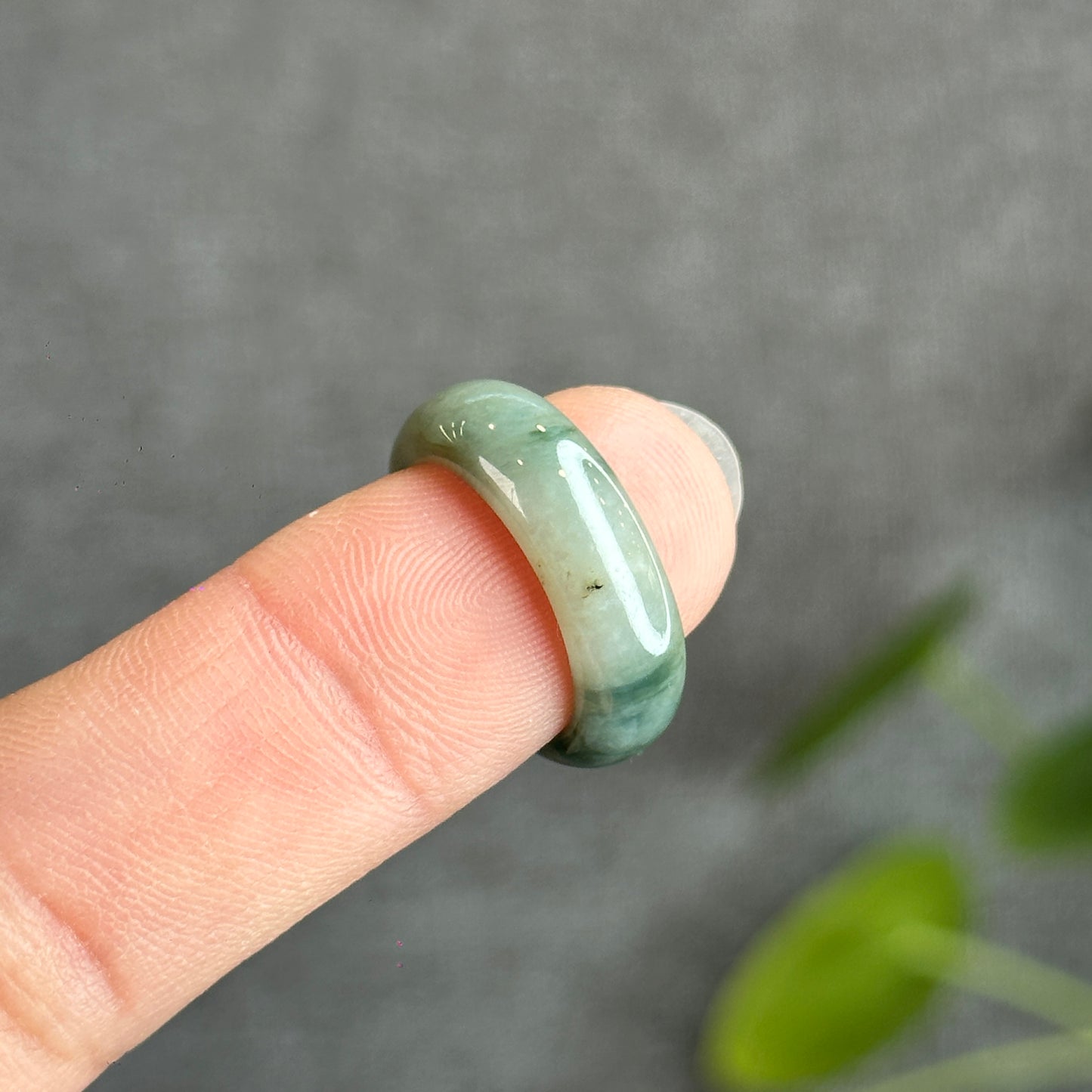 Floral Green Natural Jadeite Jade Ring Size 1.62