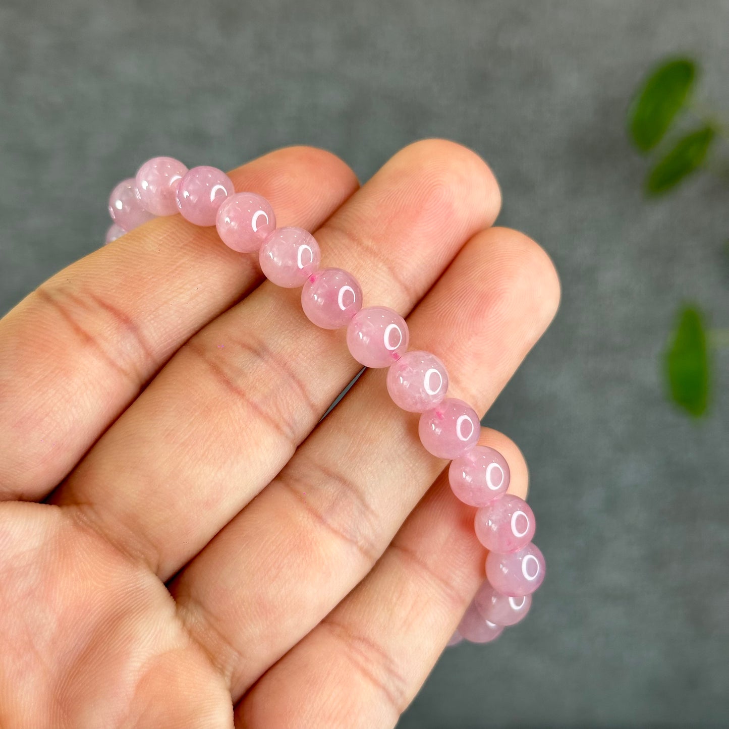 Natural Dark Pink Rose Quarz Bracelet 7-8 mm