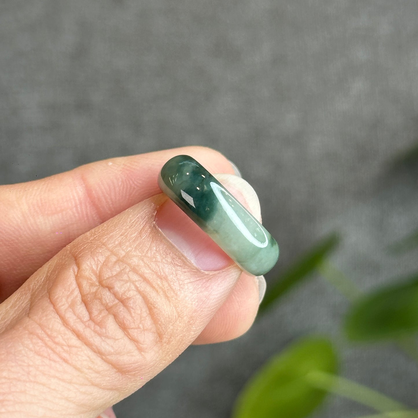 Floral Green Natural Jadeite Jade Ring Size 1.62