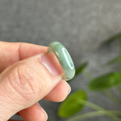 Floral Green Natural Jadeite Jade Ring Size 1.62