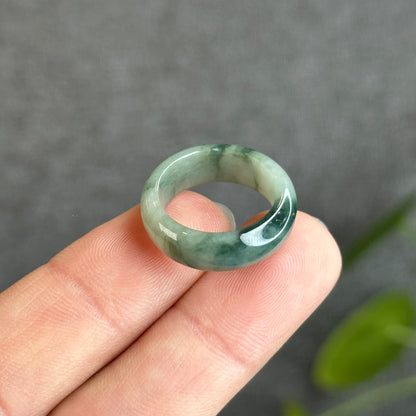 Floral Green Natural Jadeite Jade Ring Size 1.62