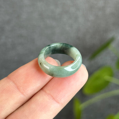 Floral Green Natural Jadeite Jade Ring Size 1.62