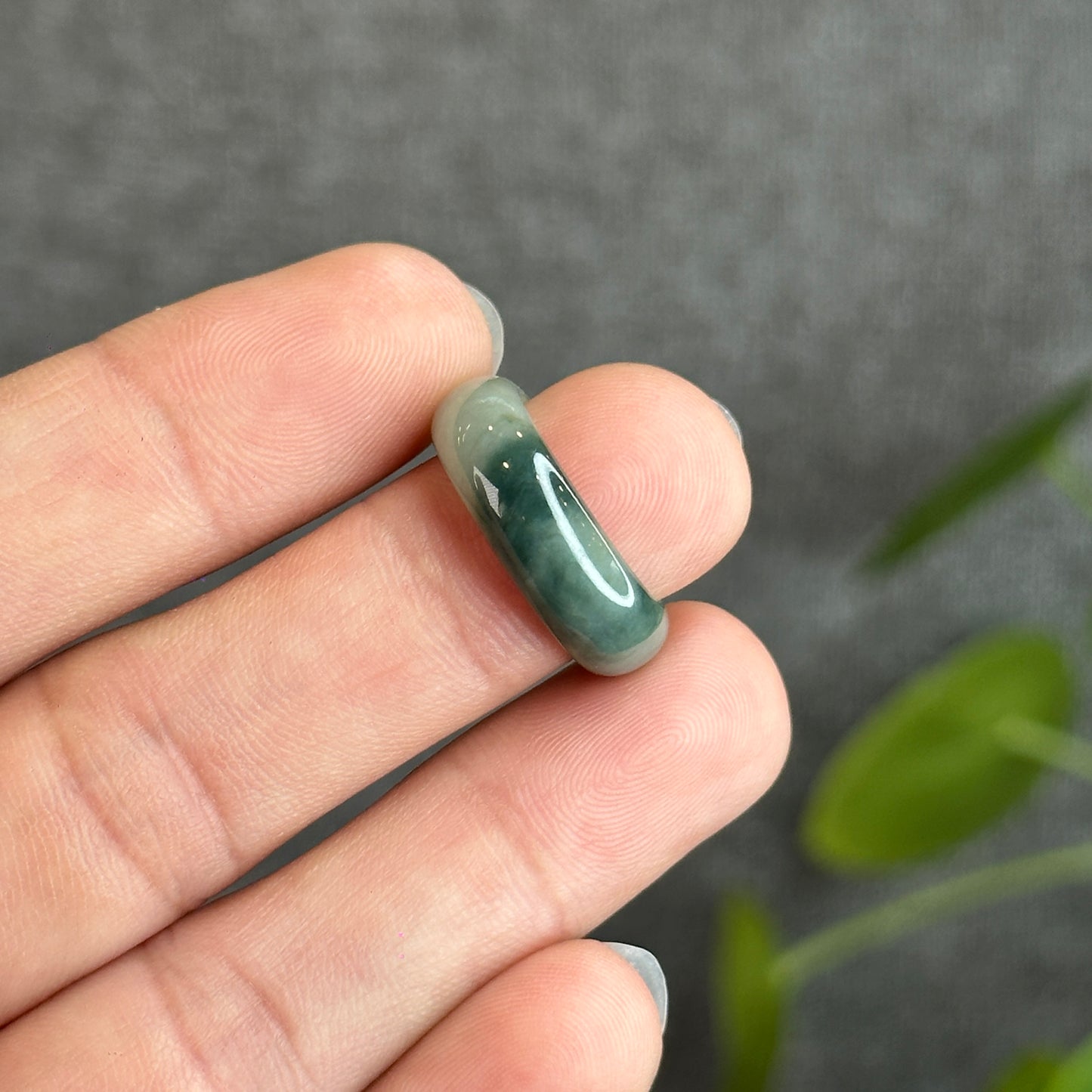 Floral Green Natural Jadeite Jade Ring Size 1.62