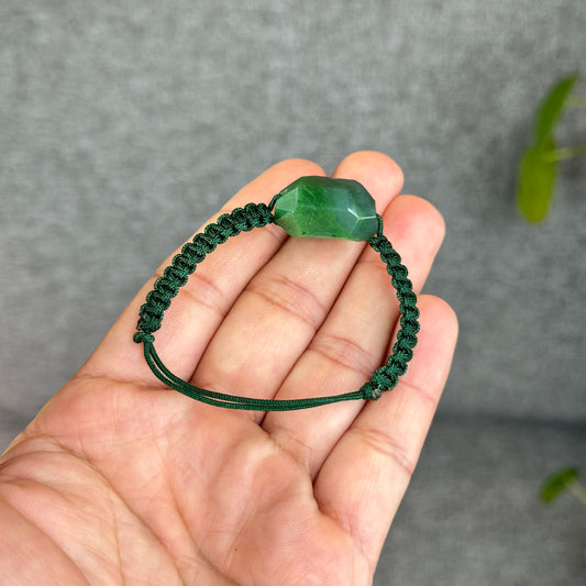Natural Nephrite Jade Free Style Cut Braided Bracelet