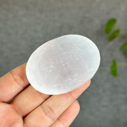 Natural Selenite Palm Stone - Large