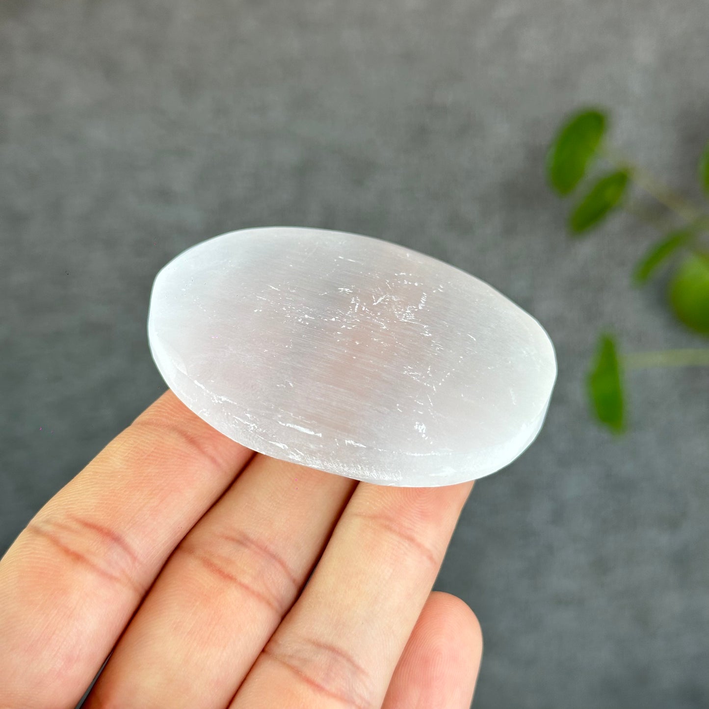 Natural Selenite Palm Stone - Large