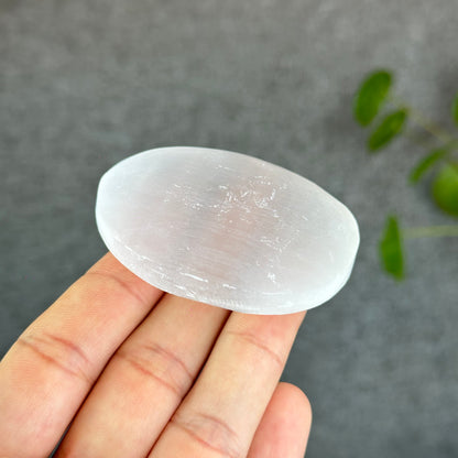 Natural Selenite Palm Stone - Large