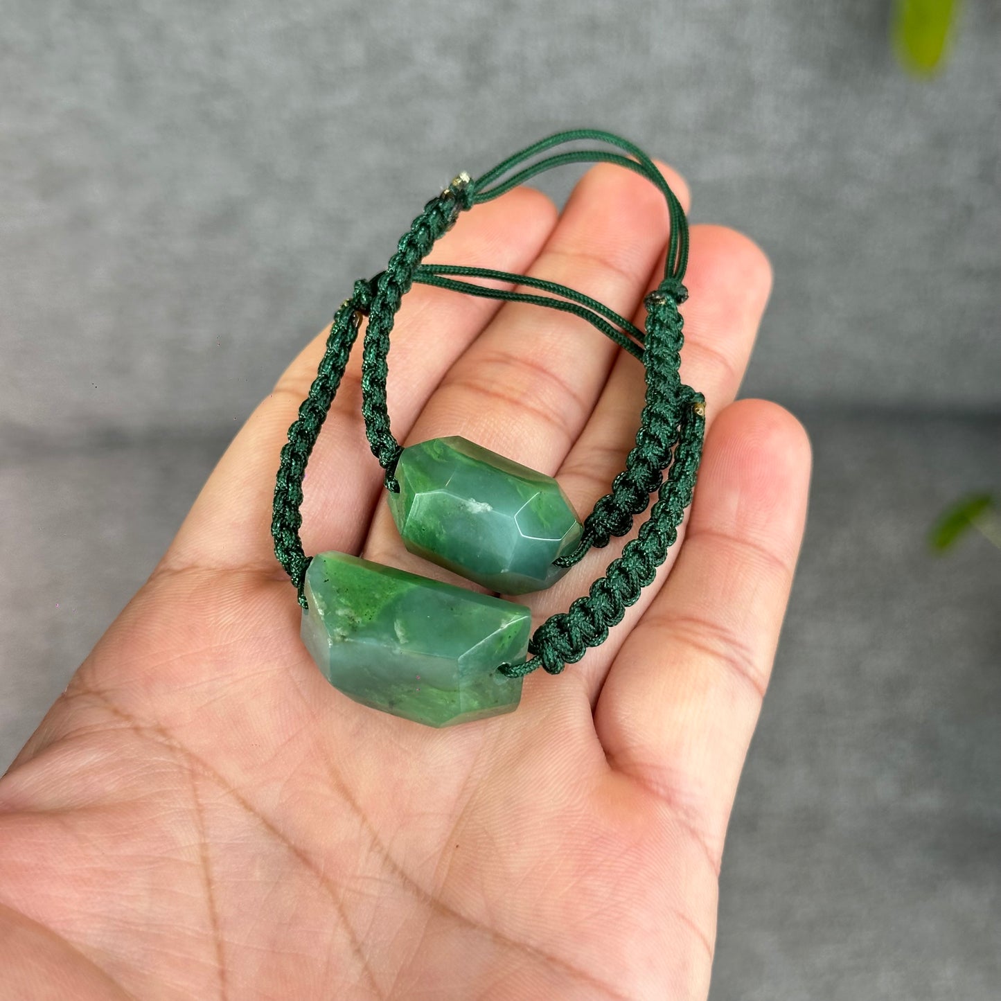 Natural Nephrite Jade Free Style Cut Braided Bracelet