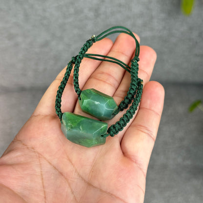 Natural Nephrite Jade Free Style Cut Braided Bracelet