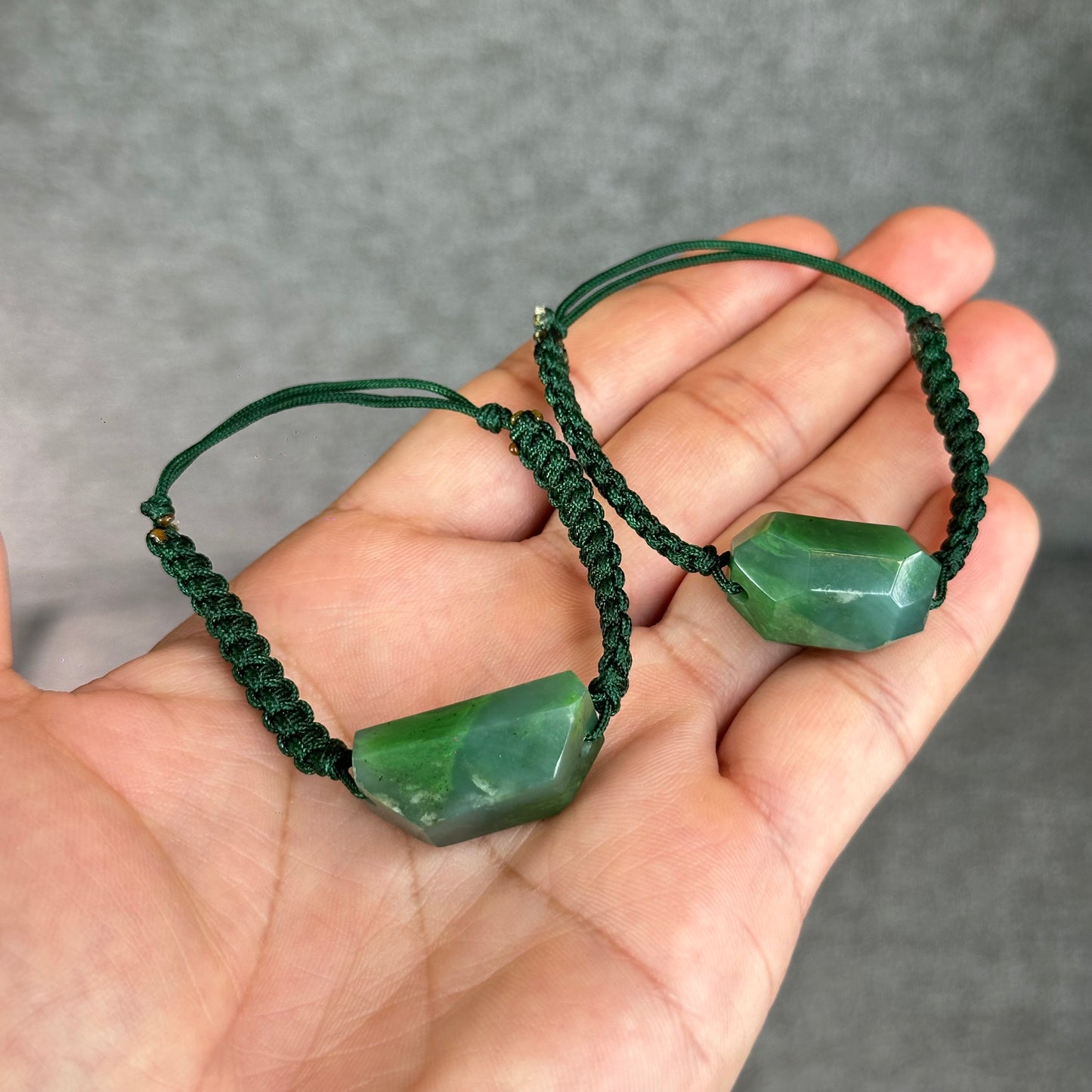 Natural Nephrite Jade Free Style Cut Braided Bracelet