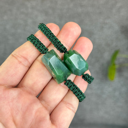 Natural Nephrite Jade Free Style Cut Braided Bracelet