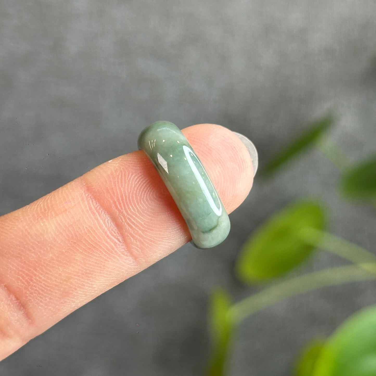 Floral Green Natural Jadeite Jade RingSize 1.6