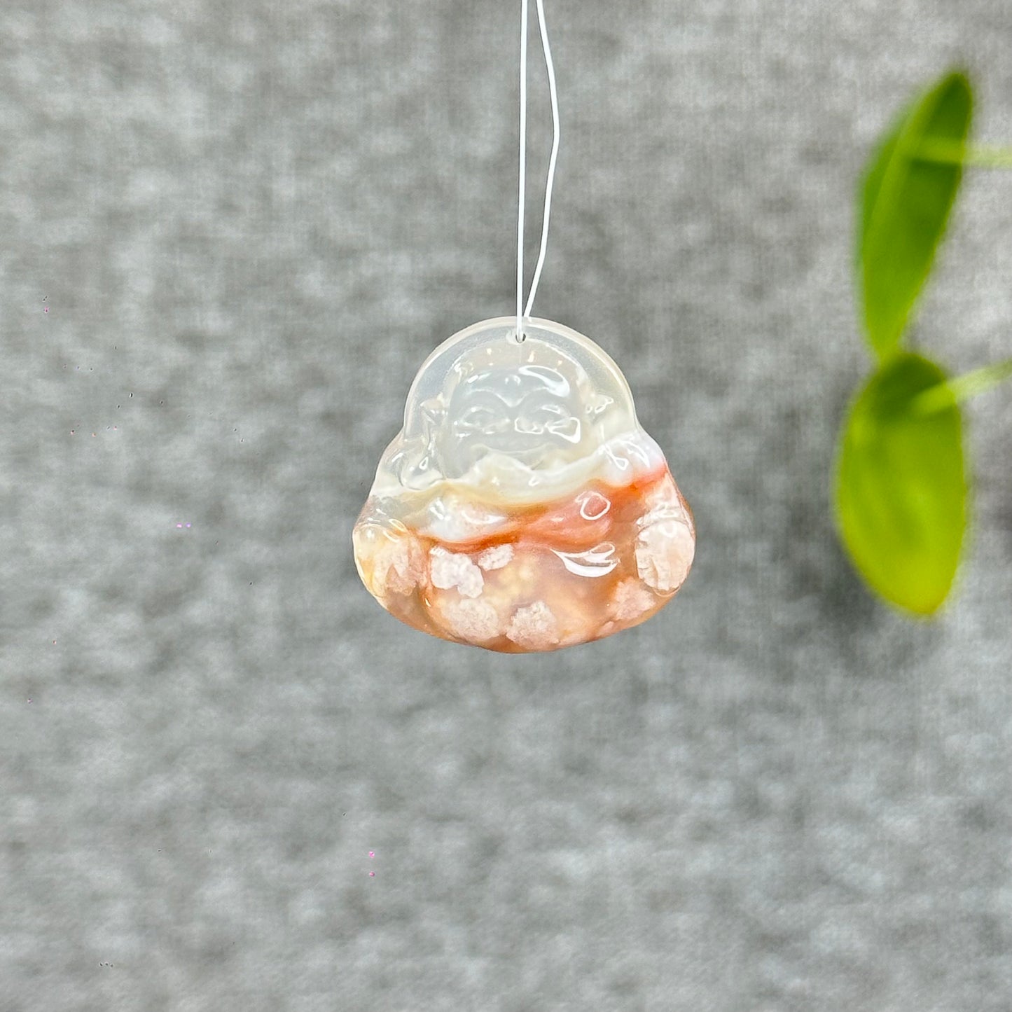 Natural Floral Agate Buddha Charm