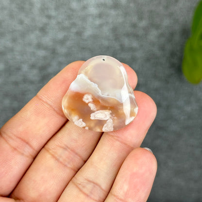 Natural Floral Agate Buddha Charm