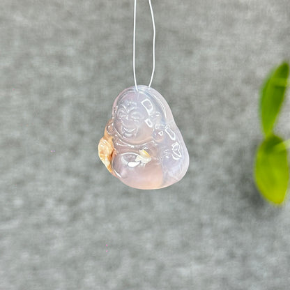 Natural Floral Agate Buddha Charm
