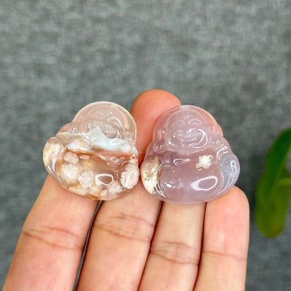 Natural Floral Agate Buddha Charm