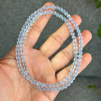 Natural Aquamarine Triple Wrap Bracelet Size 4.8 mm