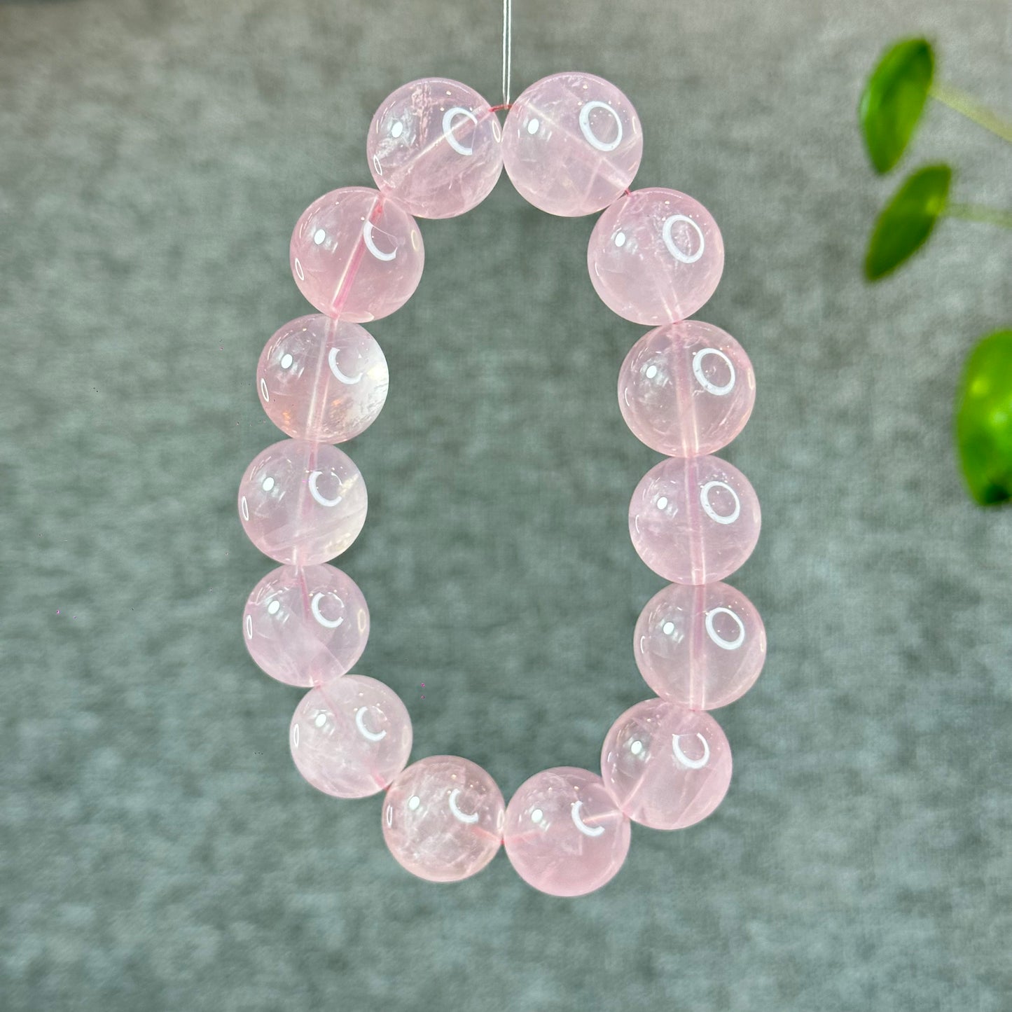 Natural Translucent Rose Quartz Bracelet Size 17 mm