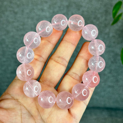 Natural Translucent Rose Quartz Bracelet Size 17 mm
