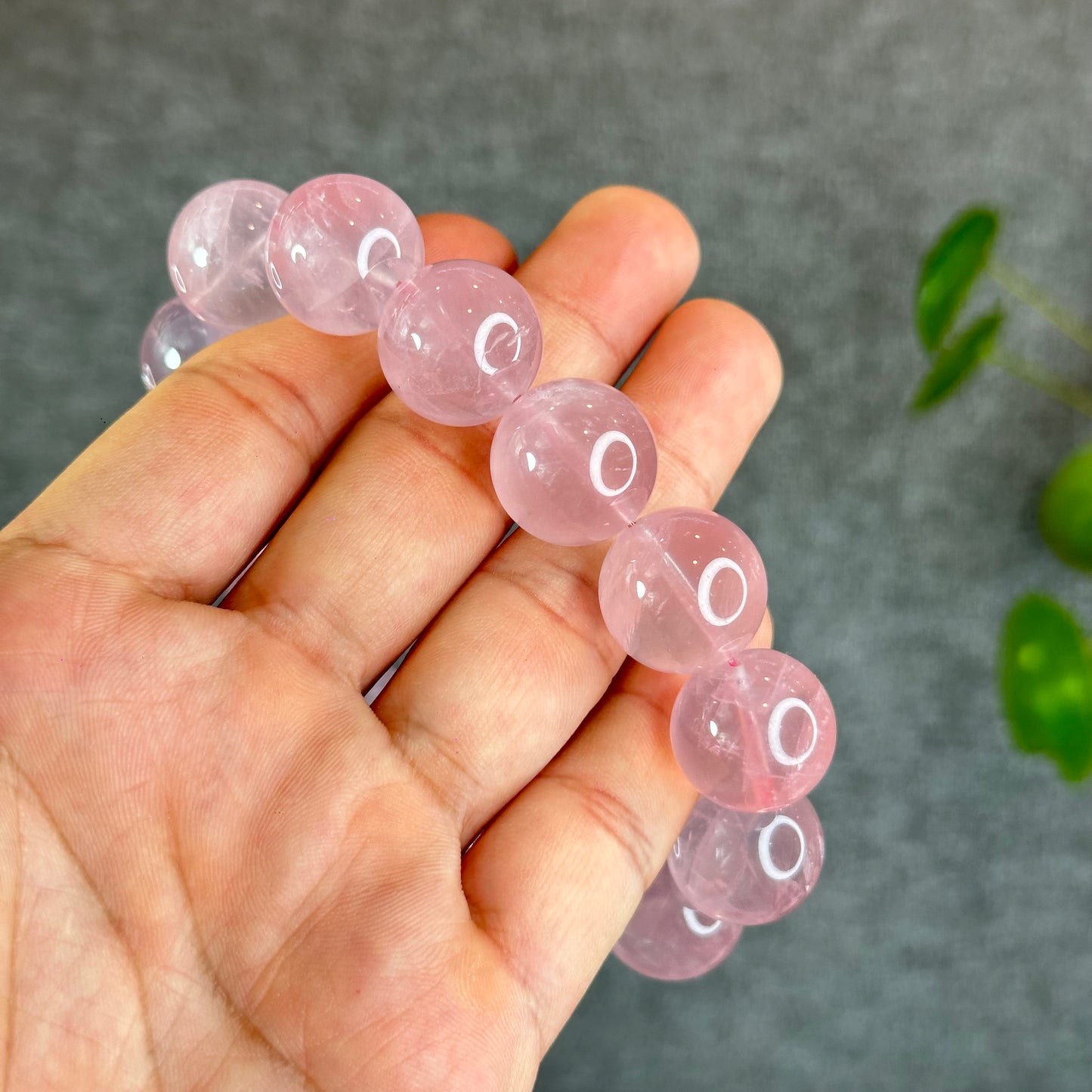 Natural Translucent Rose Quartz Bracelet Size 17 mm