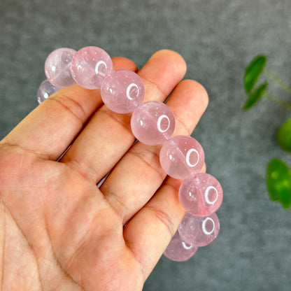 Natural Translucent Rose Quartz Bracelet Size 17 mm