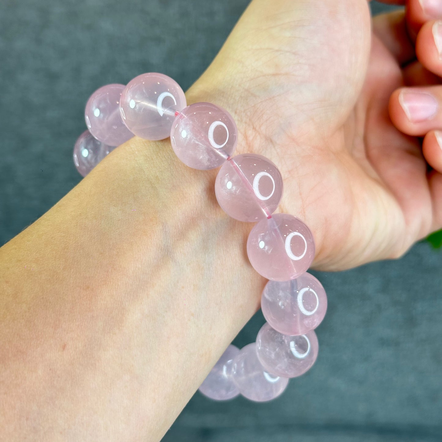 Natural Translucent Rose Quartz Bracelet Size 17 mm