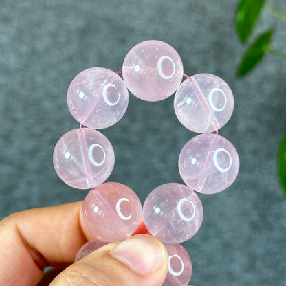 Natural Translucent Rose Quartz Bracelet Size 17 mm