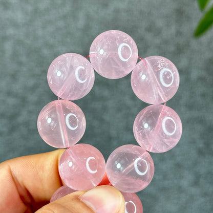 Natural Translucent Rose Quartz Bracelet Size 17 mm