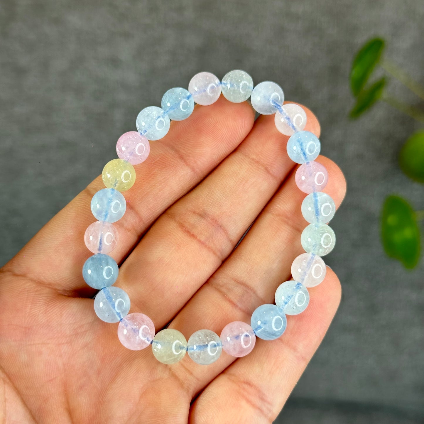Natural Translucent Beryl-Morganite Bracelet Size 8 mm