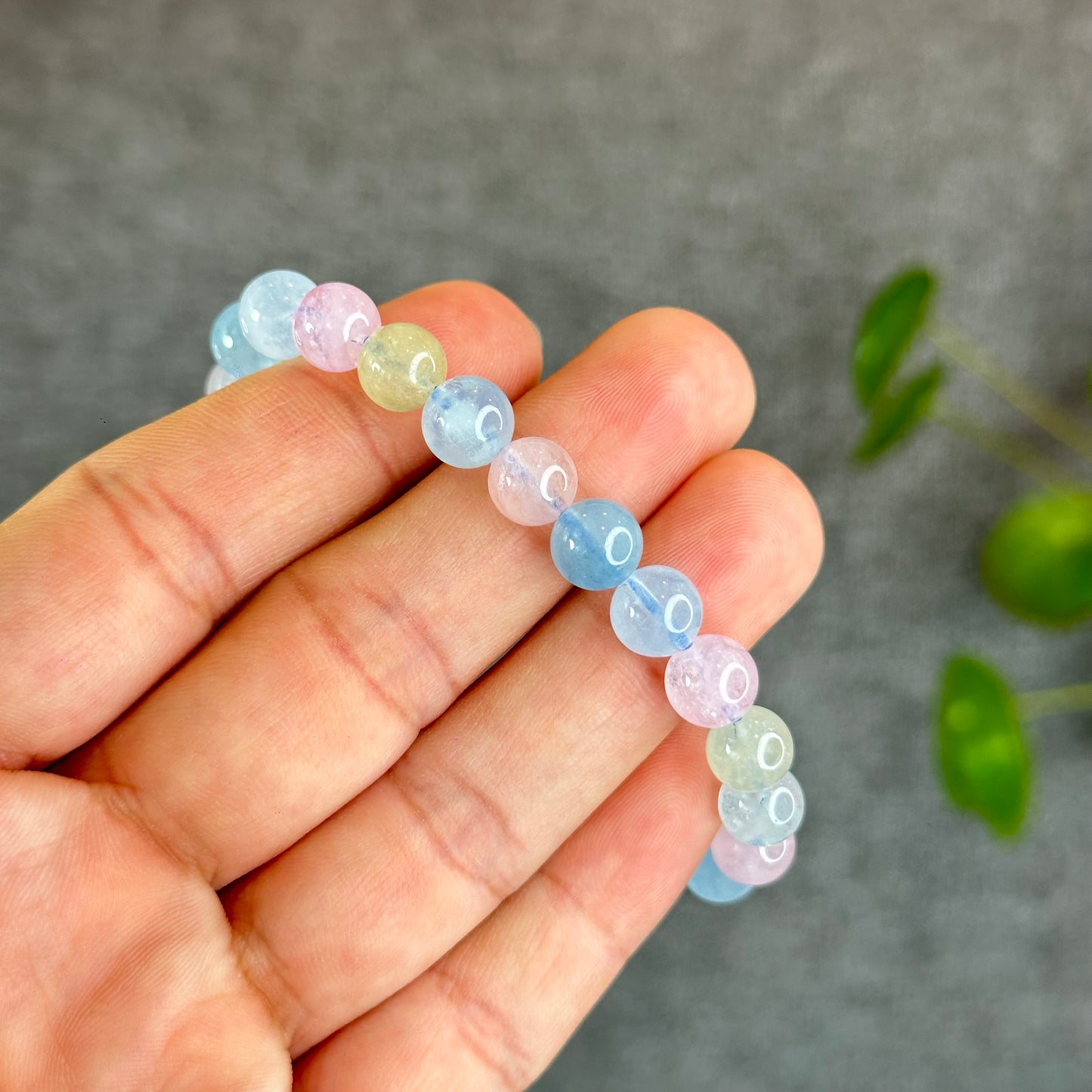 Natural Translucent Beryl-Morganite Bracelet Size 8 mm