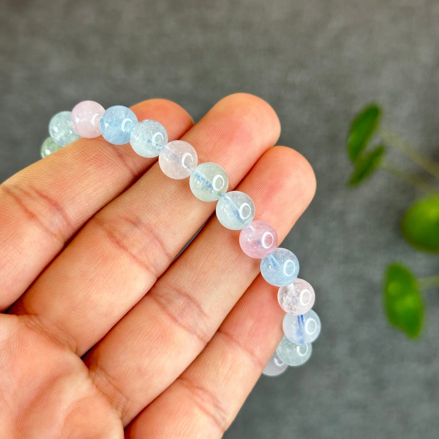 Natural Translucent Beryl-Morganite Bracelet Size 8 mm