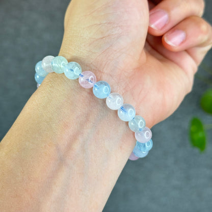 Natural Translucent Beryl-Morganite Bracelet Size 8 mm