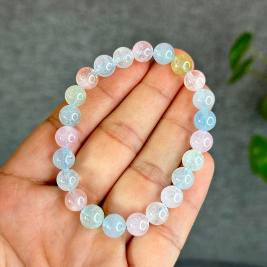 Natural Translucent Beryl-Morganite Bracelet Size 8 mm
