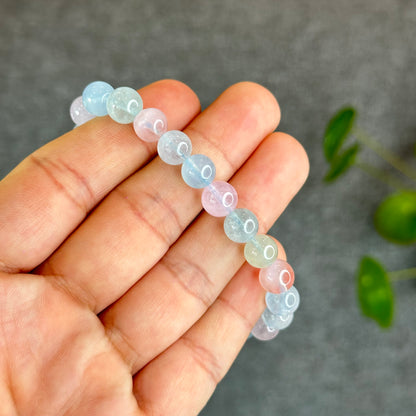 Natural Translucent Beryl-Morganite Bracelet Size 8 mm