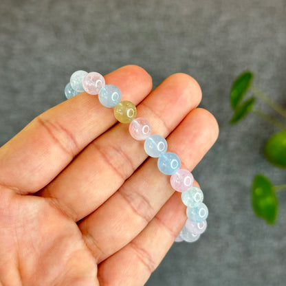 Natural Translucent Beryl-Morganite Bracelet Size 8 mm