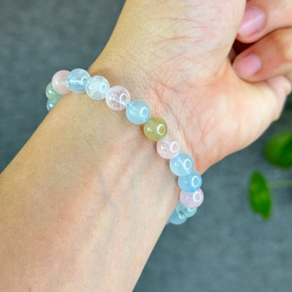 Natural Translucent Beryl-Morganite Bracelet Size 8 mm
