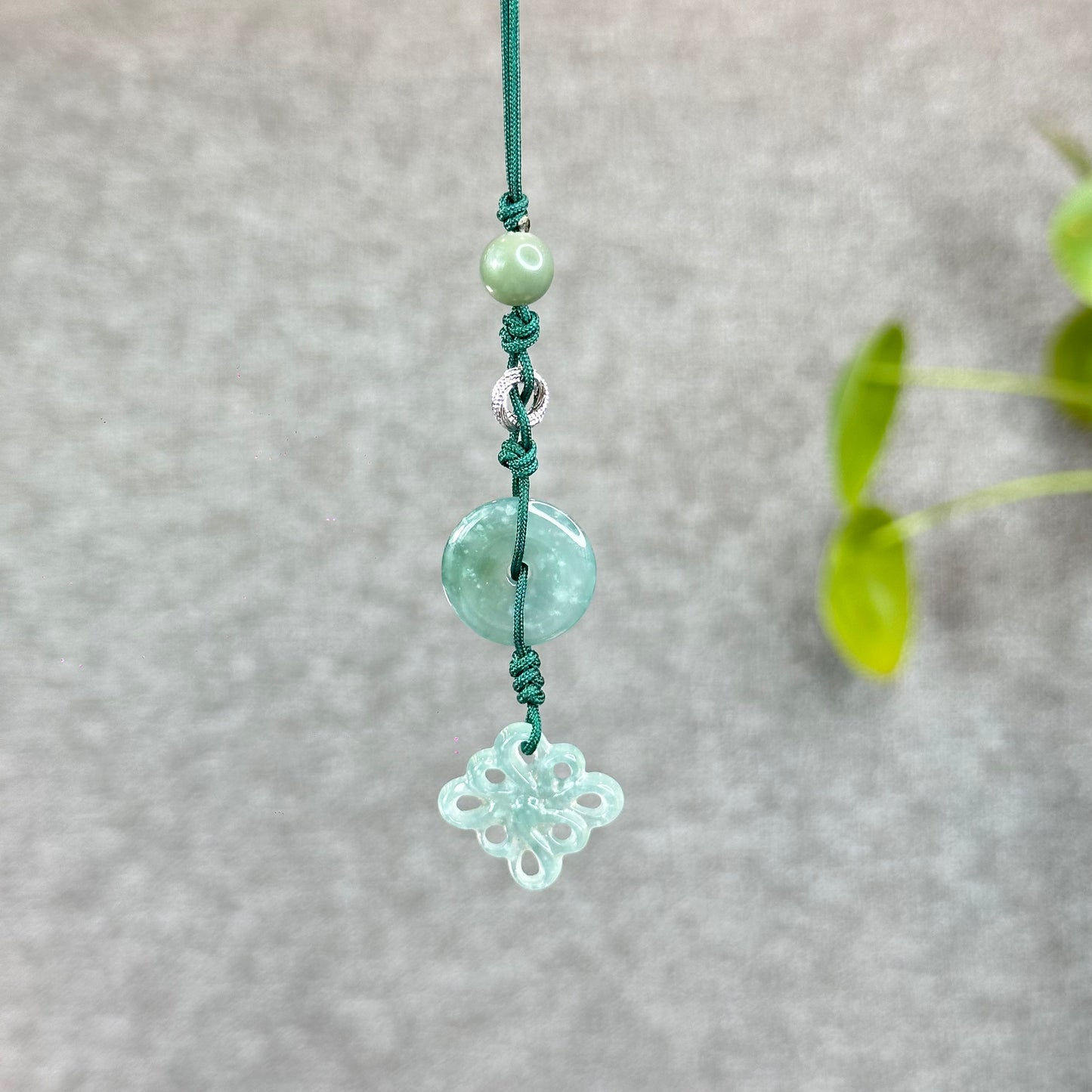Natural Water Green Semi Translucent Natural Jadeite Jade Hanging Accessory