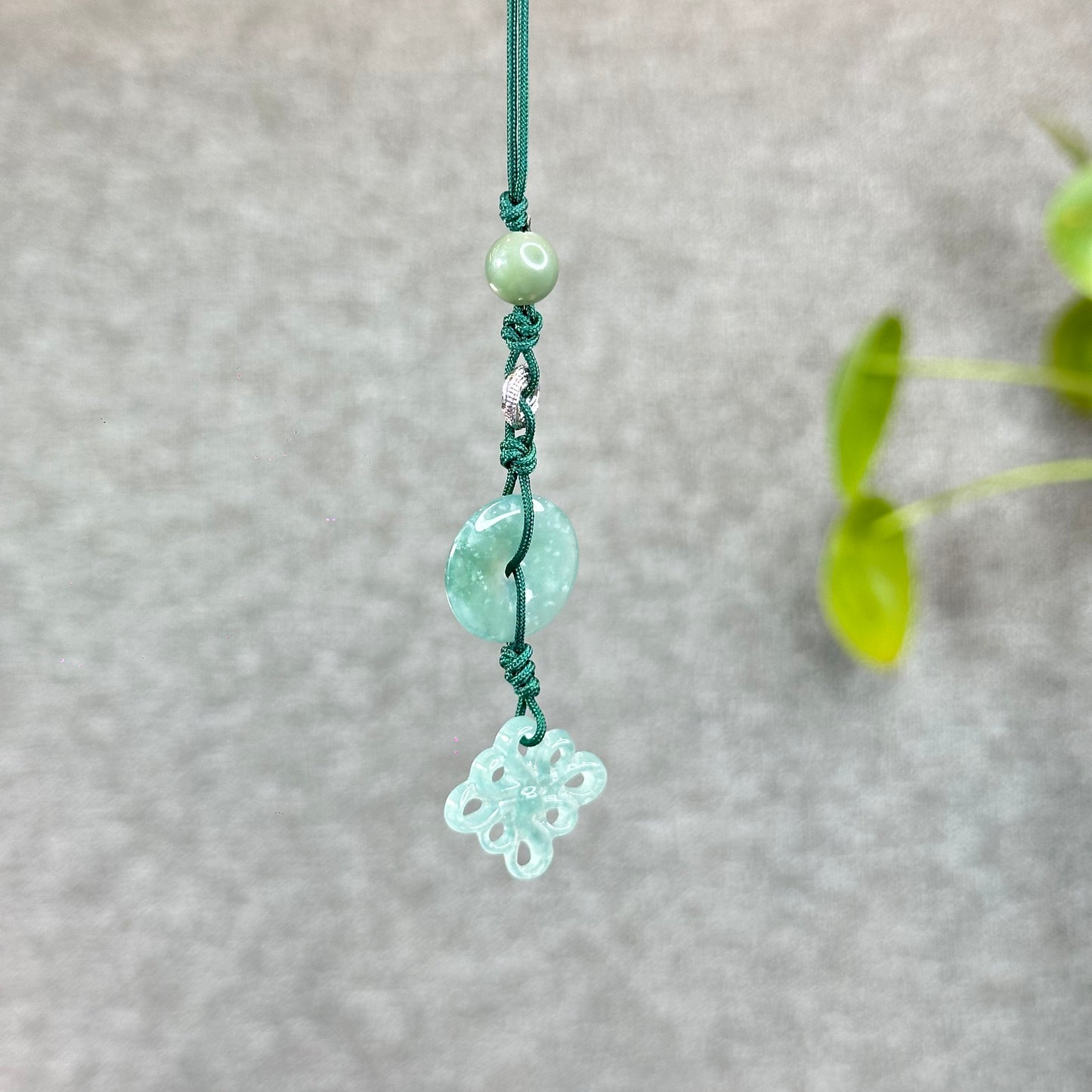 Natural Water Green Semi Translucent Natural Jadeite Jade Hanging Accessory