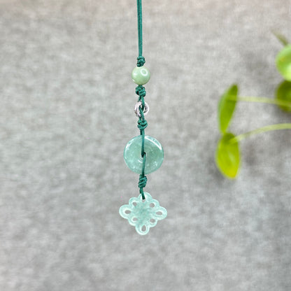Natural Water Green Semi Translucent Natural Jadeite Jade Hanging Accessory