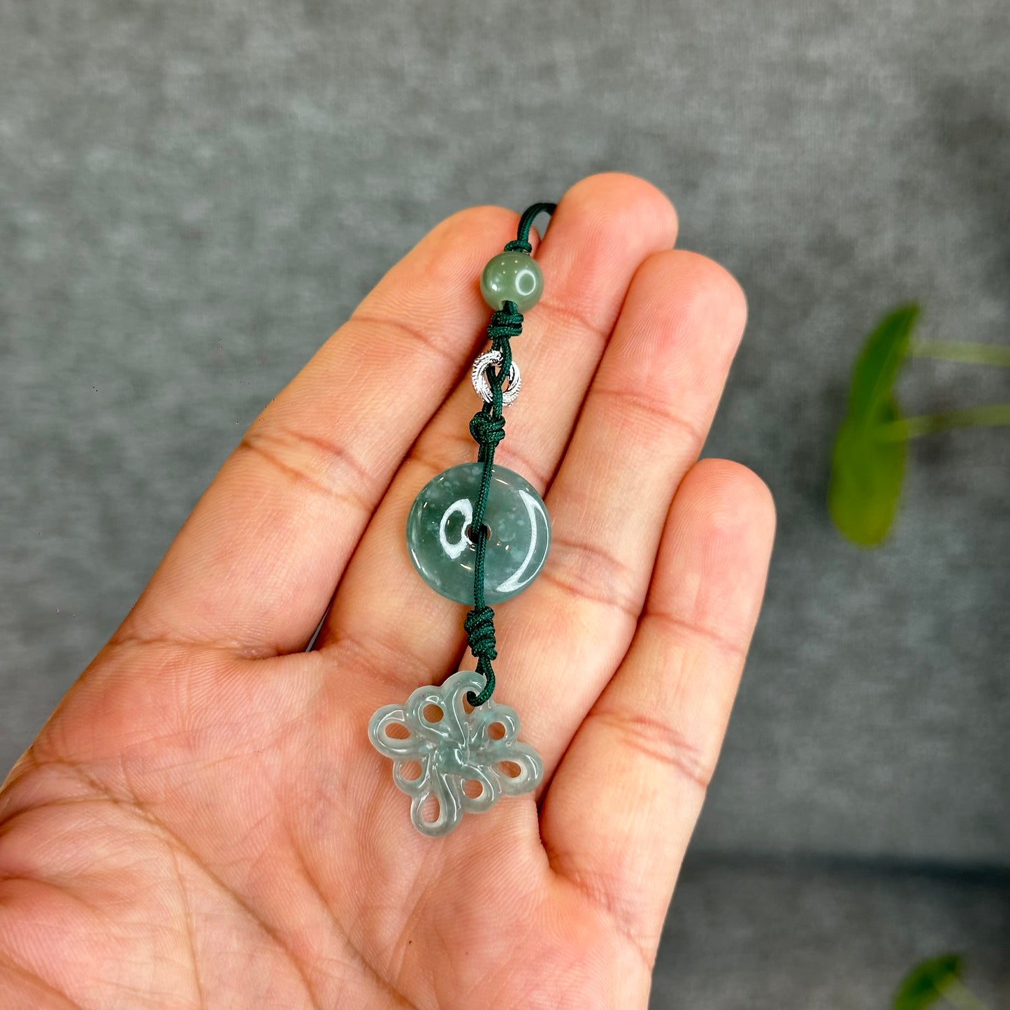 Natural Water Green Semi Translucent Natural Jadeite Jade Hanging Accessory