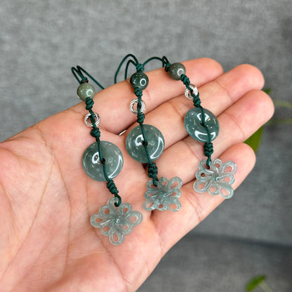 Natural Water Green Semi Translucent Natural Jadeite Jade Hanging Accessory