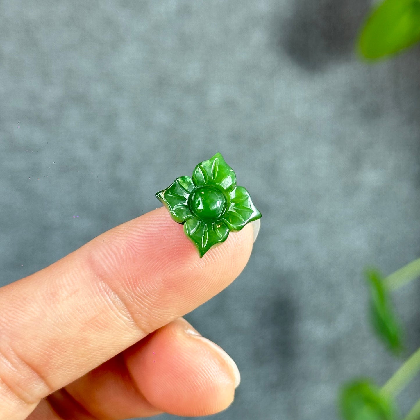 Apricote Flower Natural Nephrite Jade Charm