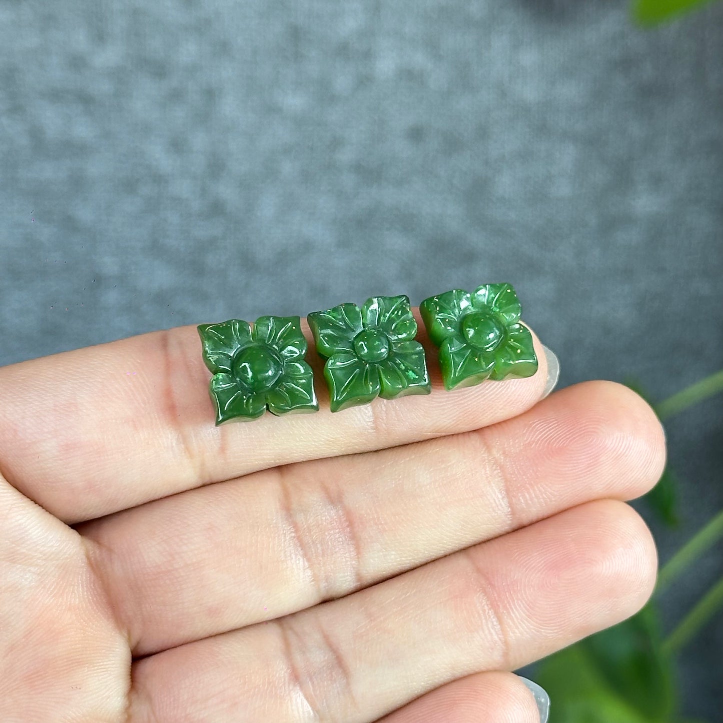 Apricote Flower Natural Nephrite Jade Charm