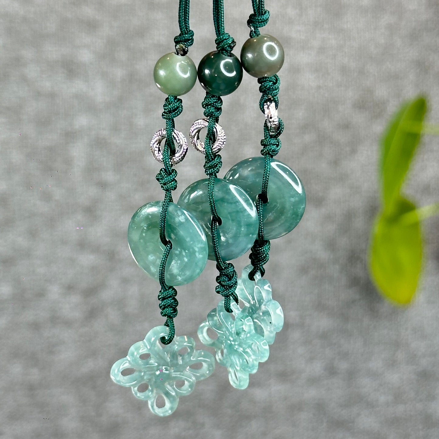 Natural Water Green Semi Translucent Natural Jadeite Jade Hanging Accessory
