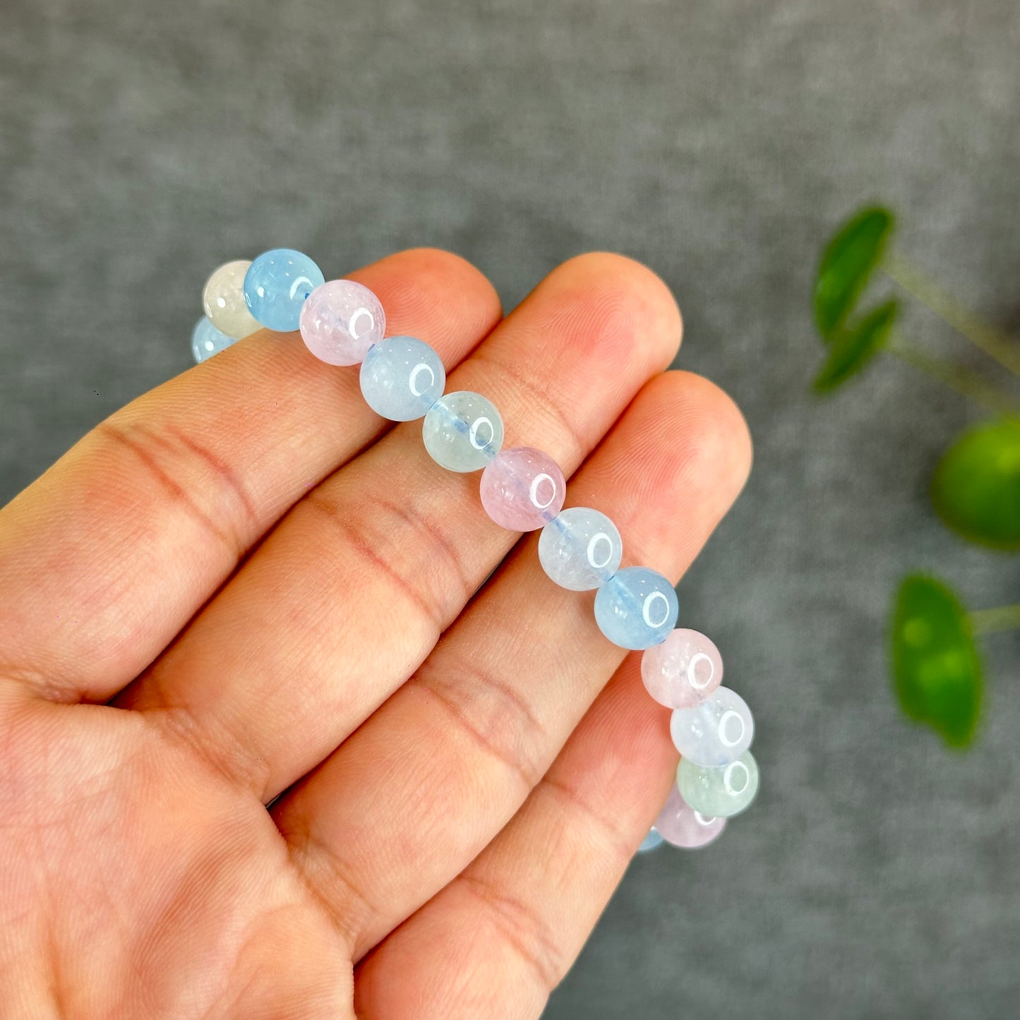 Natural Beryl-Morganite Bracelet Size 8 mm