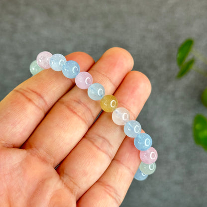 Natural Beryl-Morganite Bracelet Size 8 mm