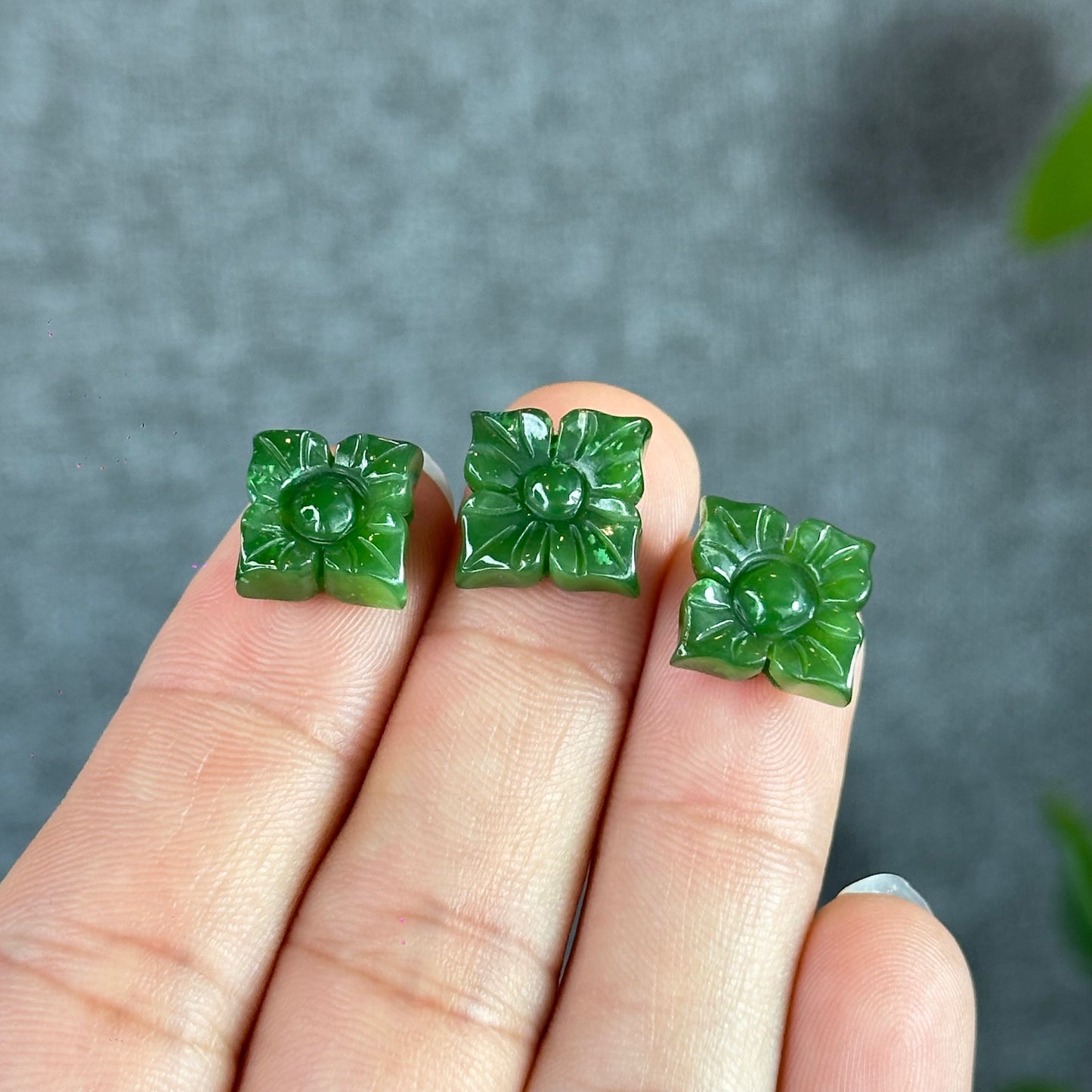 Apricote Flower Natural Nephrite Jade Charm