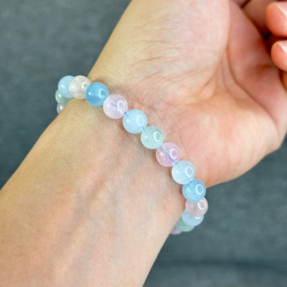 Natural Beryl-Morganite Bracelet Size 8 mm