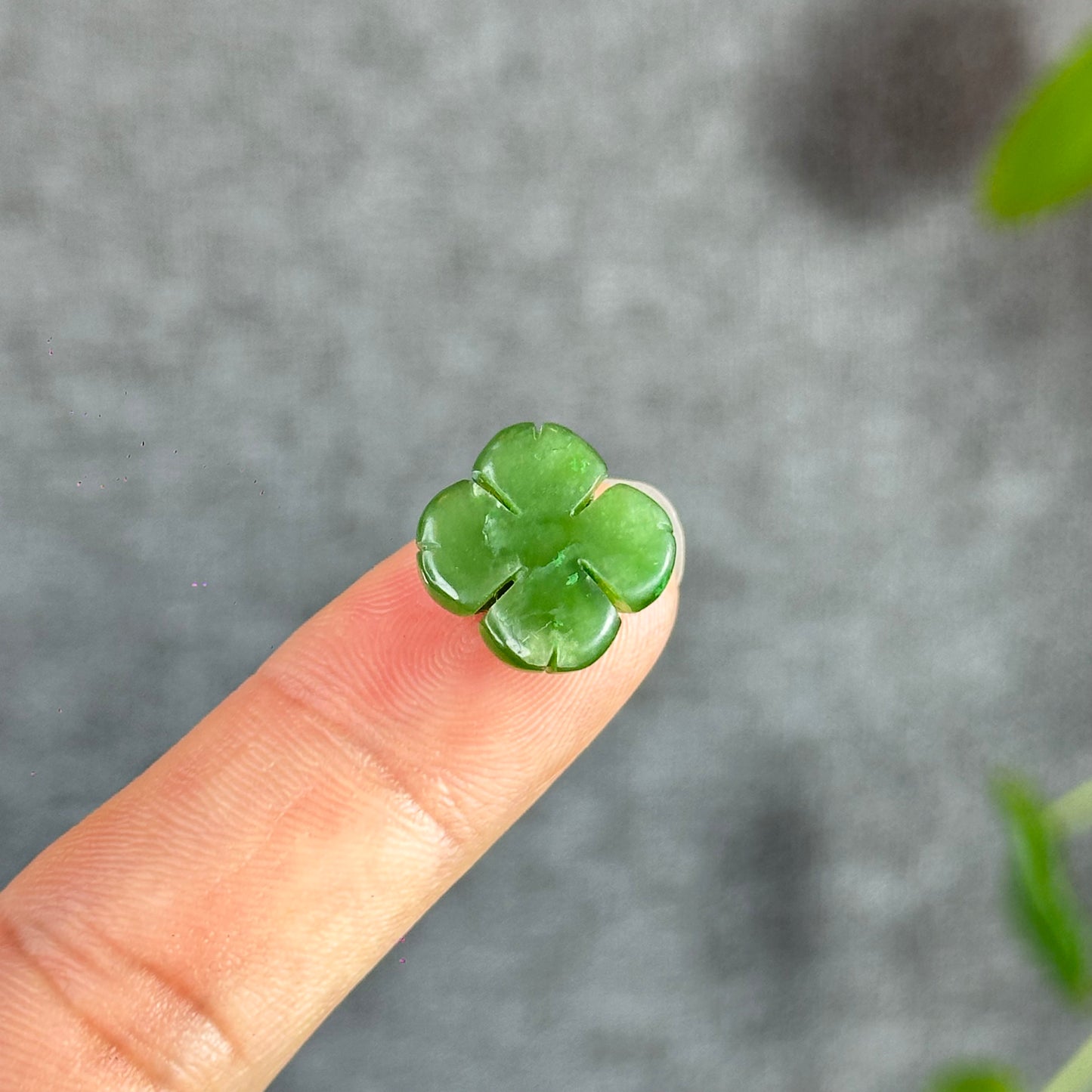 4 Leaf Clover Natural Nephrite Jade Charm